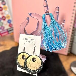 Boho Bundle Wooden Earrings and Beaded Bracelet- Handmade New